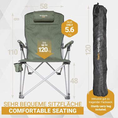 Дитячий складаний стілець Dieckkiners Ehlin для балкону, саду та тераси, сталевий каркас, зелений