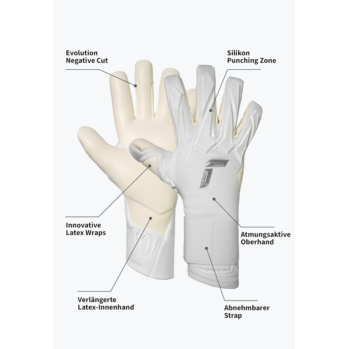 Воротарські рукавиці Reusch Profi Raptor Pro (біло-срібні), розмір 7 - професійний хафтшаум 4мм, для газону та штучного покриття