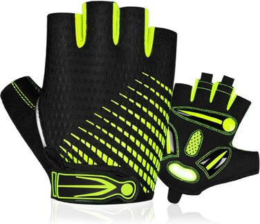Фінгерові велосипедні рукавички з гелем, півпальчикові рукавички для велоспорту для жінок та чоловіків, дихаючі, нековзкі, для шосе, гірського велосипеда, тренувань, фітнесу, спорту (світло-зелені, L)