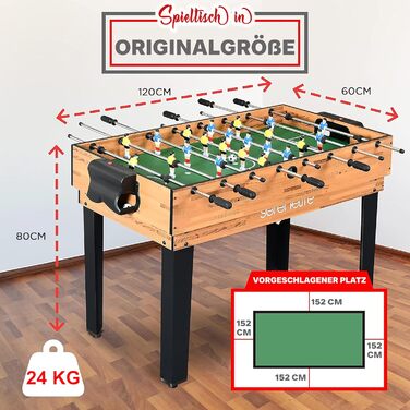 СеренЛайф 4-в-1/5-в-1 Багатофункціональний стіл – більярдний, тенісний, кікер, хокей, шафлборд та боулінг – ігровий стіл для дітей та дорослих, 4-в-1, кікер-версія