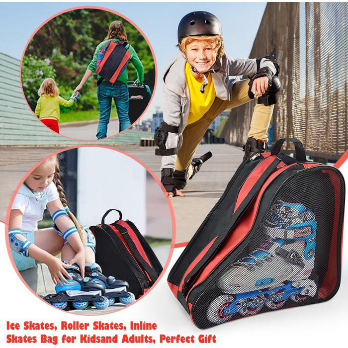Сумка для ковзанів Tasche - для хокею, фігурного катання, лиж, червона, з регульованим ременем