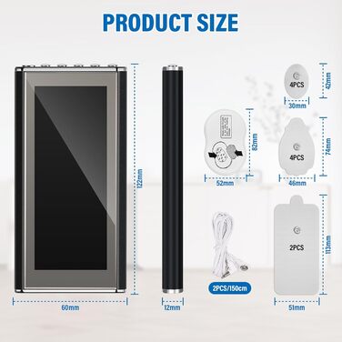 Пристрій TENS/EMS для зняття болю: 3-в-1 Reizstromgerät з 36 режимами, електрична стимуляція нервів, 2 канали, 10 електродів для рук, ніг, спини, плечей (чорний)