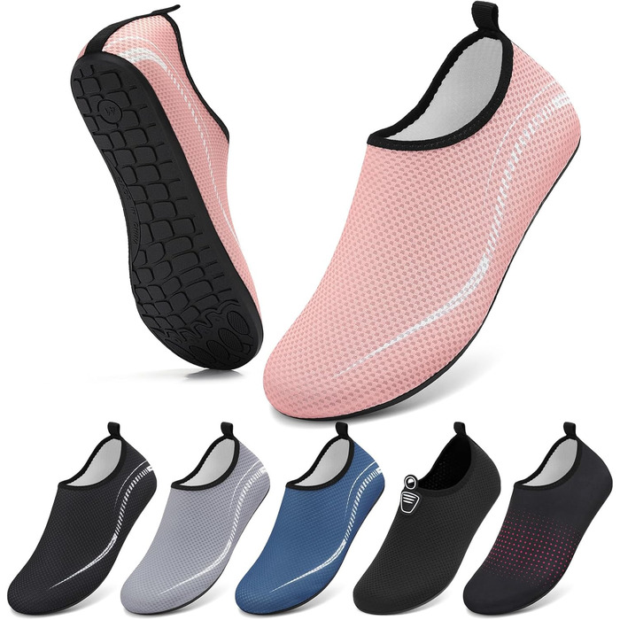 Чоловічі та жіночі водяні черевики для плавання та відпочинку на пляжі. Швидка сушка, антиковзаюча підошва, унісекс (35 EU, рожевий)