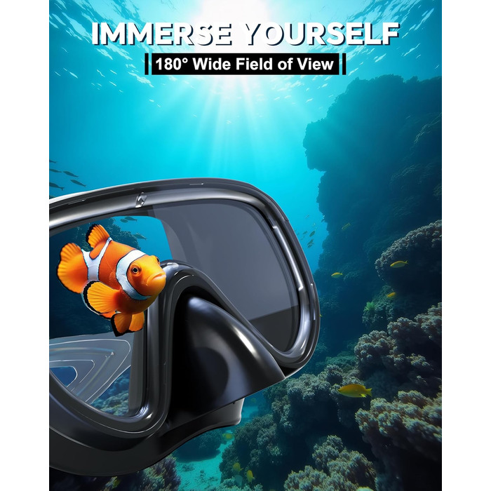 Набір для снорклінгу G2RISE для дорослих, маска для плавання та трубка, чорний+темно-зелений