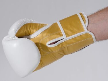Боксерські рукавички KWON KO Champ 10oz золоті/білі, шкіра, для кікбоксингу