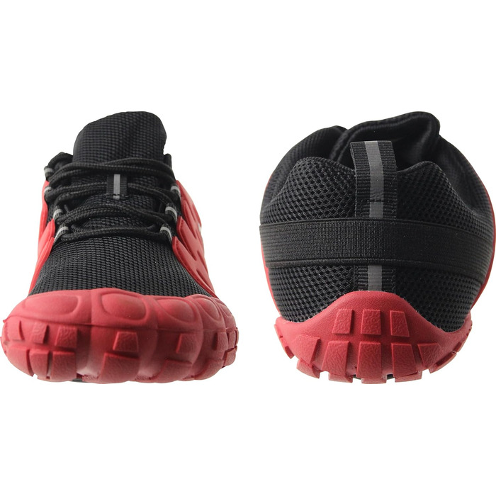 Жіночі кросівки для тренувань Weweya: мінімалістичні бігові кросівки barefoot з широкою передньою частиною (40 EU, чорний/червоний, регульований язик)
