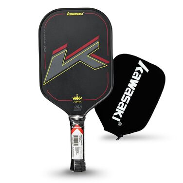 Паддл для піклболу Kawasaki T700 Premium Carbon Fiber (CFS) - серія King, схвалено USAPA, 16 мм, для змагань, з чохлом та ручкою, чорний/червоний