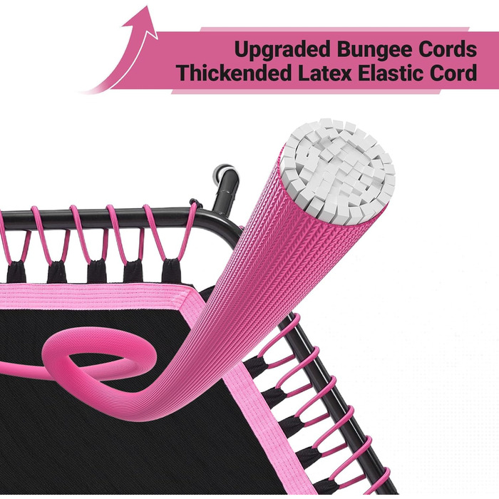 Міні-батут для дорослих, 121,9 см, батут для фітнесу, домашній та вуличний, з T-поручнем (рожевий)