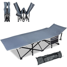 Розкладне ліжко для кемпінгу FIVMEN з сумкою для зберігання - 190x62x38 см, до 250 кг, для відпочинку на природі, в саду, у подорожах