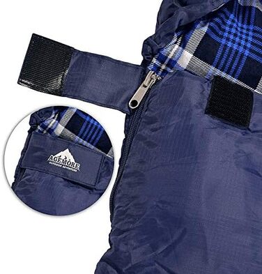 Спальний мішок для дорослих Baumwoll-Flanell, 100% бавовна, для кемпінгу, походів, 3-4 сезони, блакитний