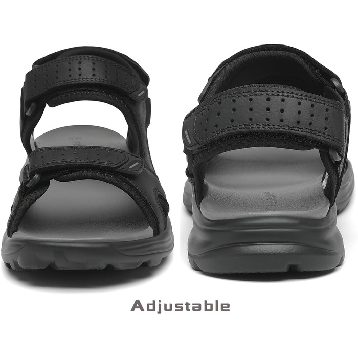 Чоловічі сандалі FLARUT для трекінгу та активного відпочинку, шкіра, відкритий носок, чорні, 44 EU