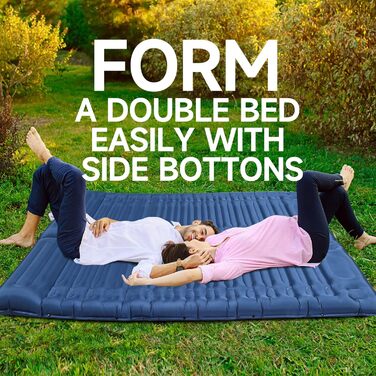 Каремат для кемпінгу Bluever самонадувний з насосом для ніг, 14 см, товстий, з подушкою. Підходить для походів, намету, відпочинку на природі, пляжу, подорожей.