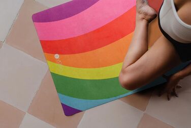 Йога-мат Yoga Design Lab Combo Rainbow 3.5 мм, нековзкий, натуральний каучук, рушник-килимок 2-в-1, з ременем для перенесення, для інтенсивних тренувань