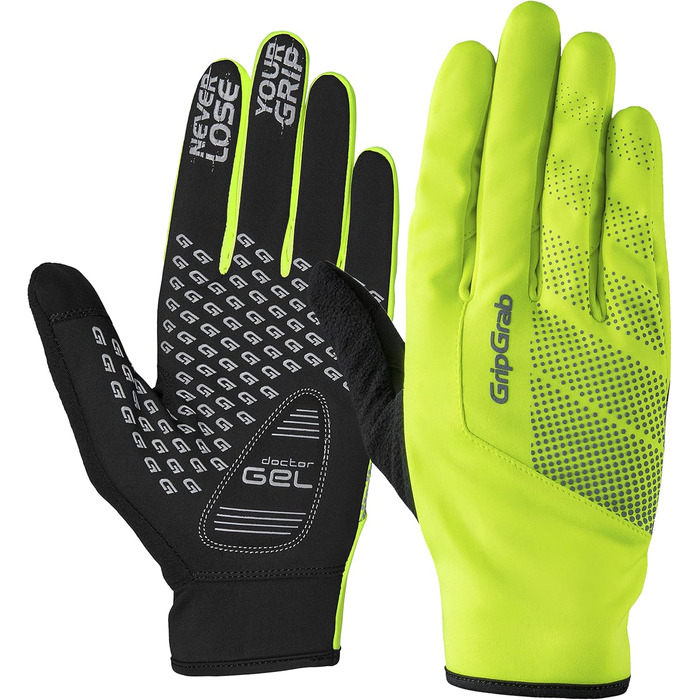 Велосипедні рукавички GripGrab Ride Windproof - жовті, Hi-Vis, осінь/весна, тонкі, з підкладкою