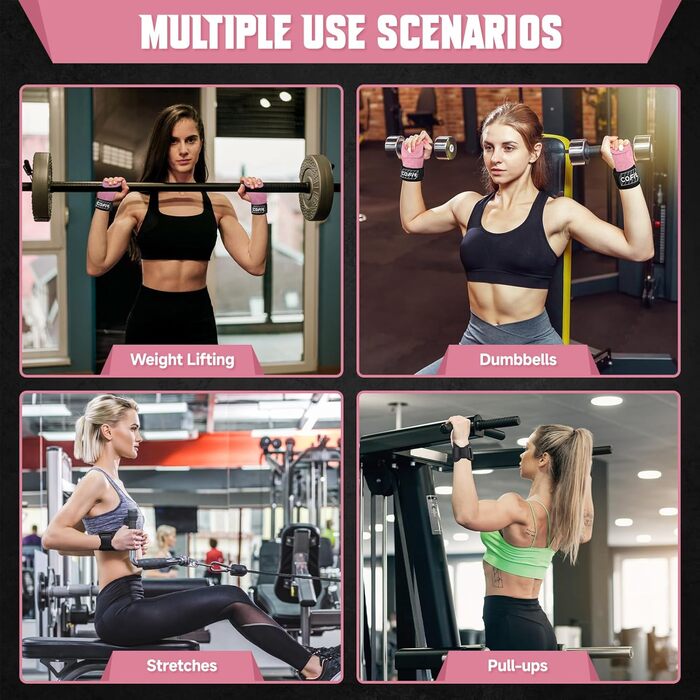 COFIT Ремінь для зап'ястя для важкої атлетики, фітнесу, силових тренувань, рожевий