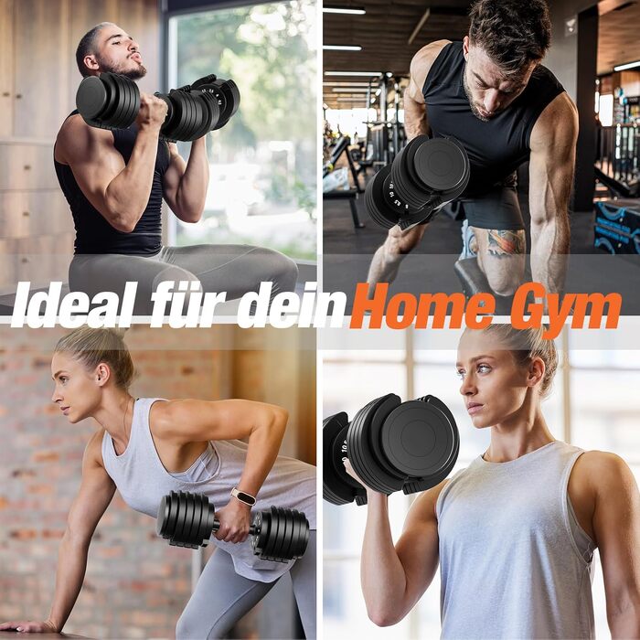 Набір регульованих гантелей DH FitLife 10 в 1 (12кг x 2), розбірні гантелі з 10 рівнями ваги від 2,5 до 12 кг