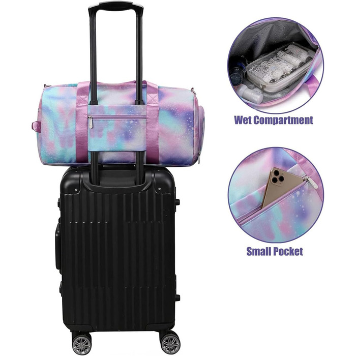 Дитяча спортивна сумка-рюкзак з відділенням для взуття та мокрою одежі, для плавання, гімнастики, танців, для дівчаток, яскрава, з принтом 'Райдуга', фіолетовий колір