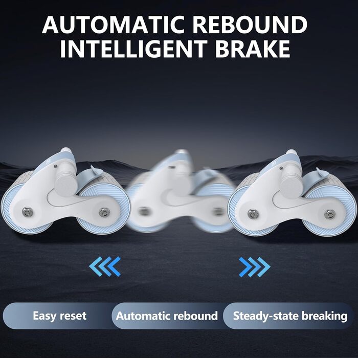 Ролик для пресу з автоматичним відкатом для дому, стабільний тренажер для пресу, з наколінниками, для тренування пресу та сили, світло-блакитний