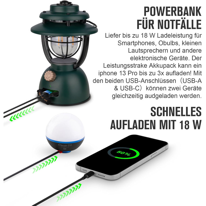 Ліхтар кемпінговий Olight Olantern Classic 2 Pro, 300 LM, LED, ретро-стиль, USB, регулювання яскравості, для кемпінгу, саду, туризму (світло-зелений)