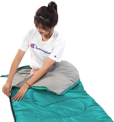 Спальний мішок SWTMERRY для 3-4 сезони (літо, весна, осінь, зима) – теплий та холодний клімат, легкий, для підлітків та дорослих, для походів, рюкзакових подорожей та кемпінгу. (Односпальний, смарагдовий)