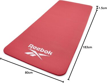 Reebok килимок для фітнесу 15 мм, нековзний, натуральна гума, червоний — гімнастичний мат для тренувань, фрілектики та домашнього спорту