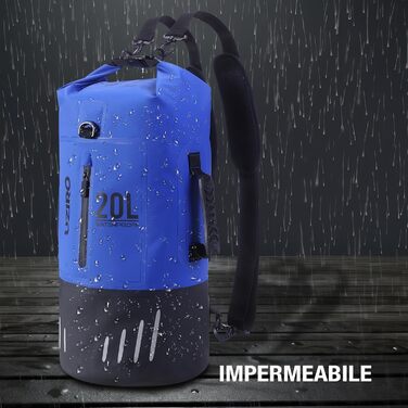 Водонепроникний рюкзак UZIRO 20L, Dry Bag, для активного відпочинку (Блакитний)