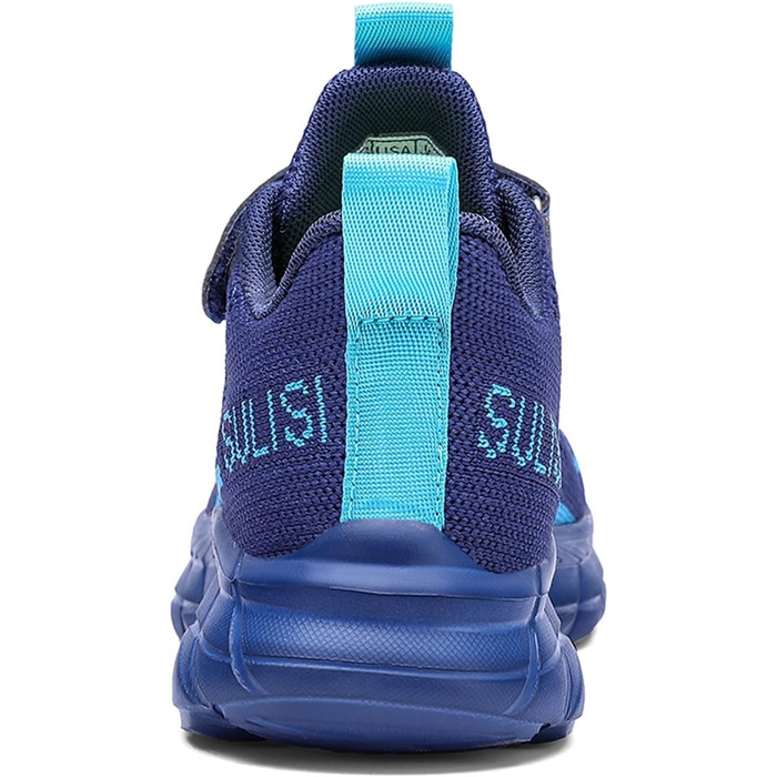 Дитячі кросівки для хлопчиків та дівчаток, унісекс, з кріпленням на липучці, зала/вулиця, сітка, дихаючі, легкі, фітнес, спорт, біг, темно-синій, 32 EU