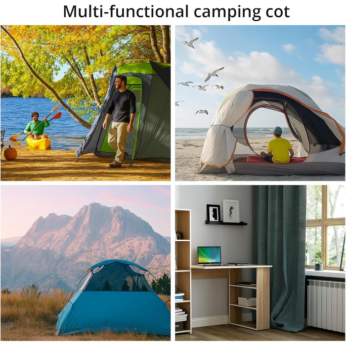 Кемпінгове ліжко Anbte: легке, розкладне, 190x70 см, алюміній, 2 положення висоти, до 180 кг, з сумкою