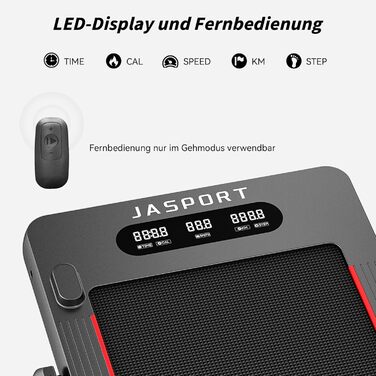 Біговий тренажер JASPORT GL3H з нахилом 12°, складаний, Bluetooth, підтримка Zwift/Kinomap, 14 км/год, 3.0HP, 18 програм, LED дисплей, дистанційне керування, для дому та офісу