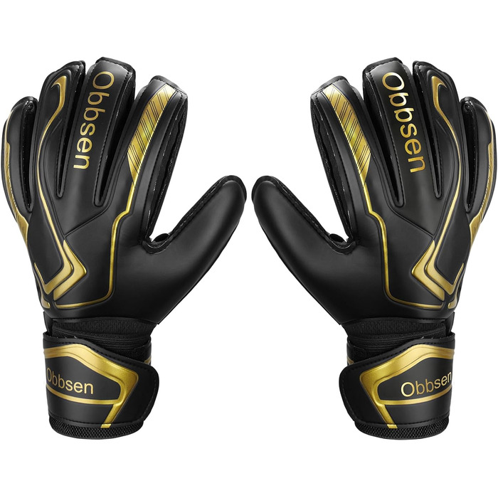 Воротарські рукавиці JOYJ з FingerSave, дитячі унісекс, для футболу, Super-Grip, товстий латекс, чорні (5)