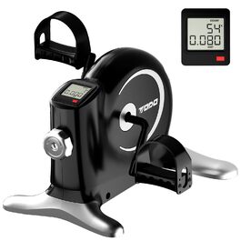 Міні-велотренажер Pedaltrainer для літніх людей та реабілітації, домашній велотренажер з LCD-дисплеєм, регульованим опором та ременями фіксації, чорний