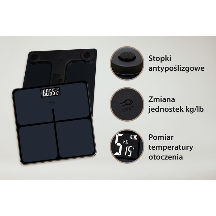 Електронні ваги Eldom GWO270 – ваги для людей з LED-дисплеєм, високою точністю, вимірюванням температури, 50 г точності, загартоване скло, антиковзаюча поверхня, автоматичне вмикання/вимикання, до 180 кг, 26 x 26 см