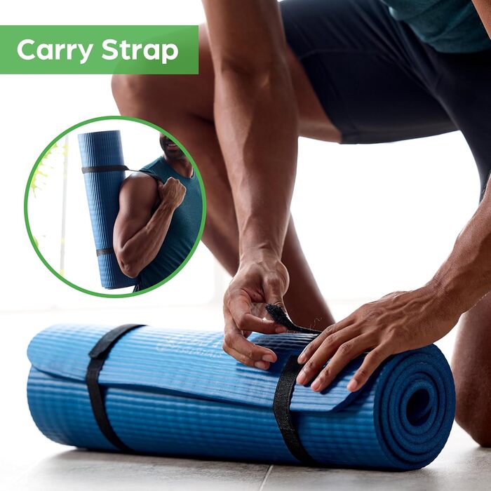 Yogamat Gaiam Essentials товстий (1 см) рожевий 183x61 см з ременем для зручного транспортування - килимок для йоги та фітнесу
