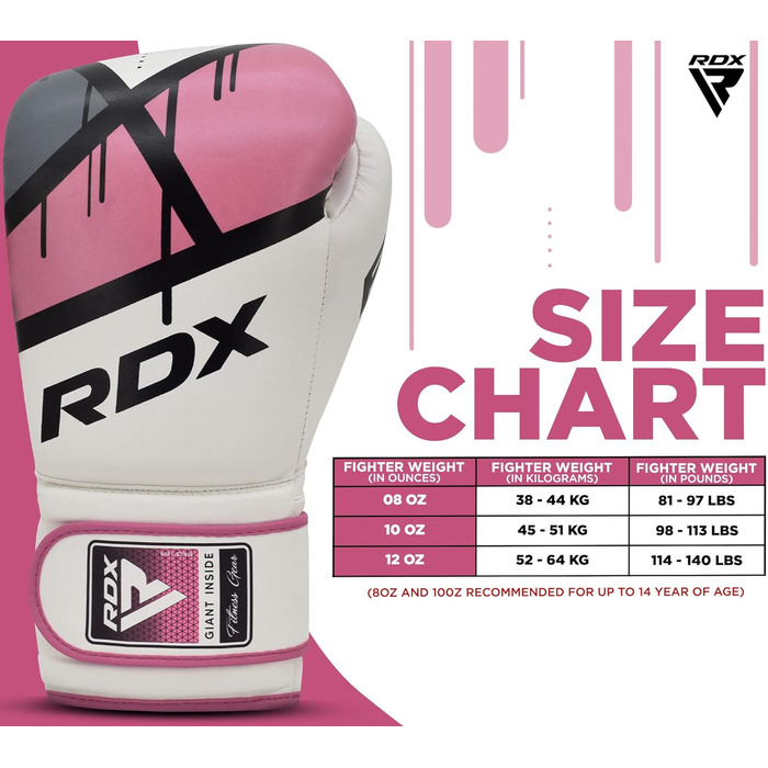Жіночі боксерські рукавички RDX для муай-тай, кікбоксингу та MMA, рожеві, шкіра Maya Hide, для тренувань із боксерською грушею, 8-12 oz