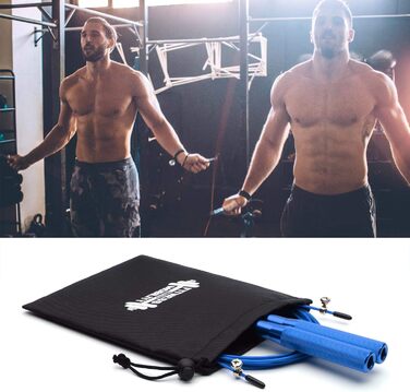 Стрибкове канат CKB LTD Elite Speed-Springseil: преміум-алюмінієві ручки, регульована довжина 3 м, фітнес, для дорослих, з сумкою, функціональне тренування, 1 шт, колір: кобальтово-синій