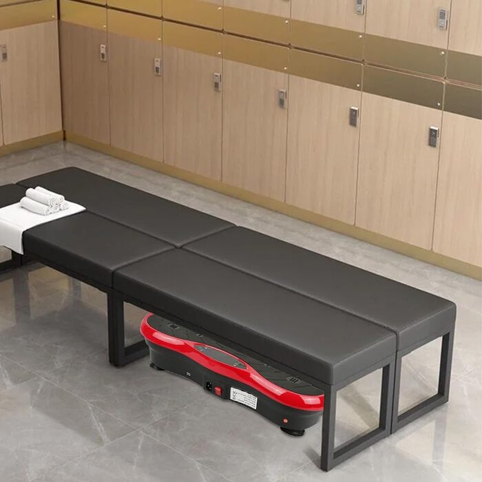 Вібраційна платформа LCD з Bluetooth та USB – Power Plate для фітнесу, тренування всього тіла, схуднення та нарощування м'язів, домашнє тренування з пультом дистанційного керування, чорний/червоний