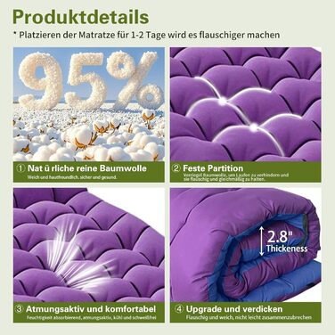 Намет-ліжко з матрацом, розкладне ліжко Oxford Tuch, вантажопідйомність 200 кг, гостьове ліжко для дорослих, ліжко-крісло з бічною кишенею, портативне, для відпочинку на природі, подорожей, саду, дому (Лілове)