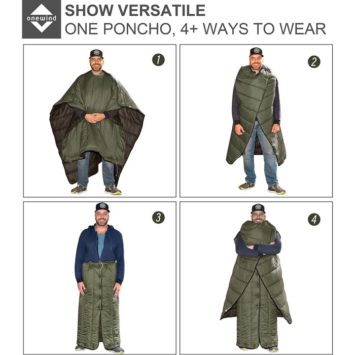 Спальний мішок OneWind для гамака, 3 сезони, теплий плед, пончо, захист від холоду, ізоляція, для кемпінгу, хайкінгу, зелений, 2°C~10°C (Deluxe), 2.3M x 1.6M