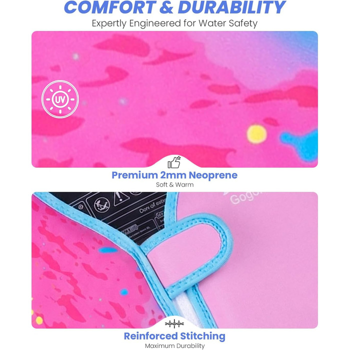 Дитячий жилет для плавання Gogokids для малюків 1-5 років (15-30 кг), рожевий