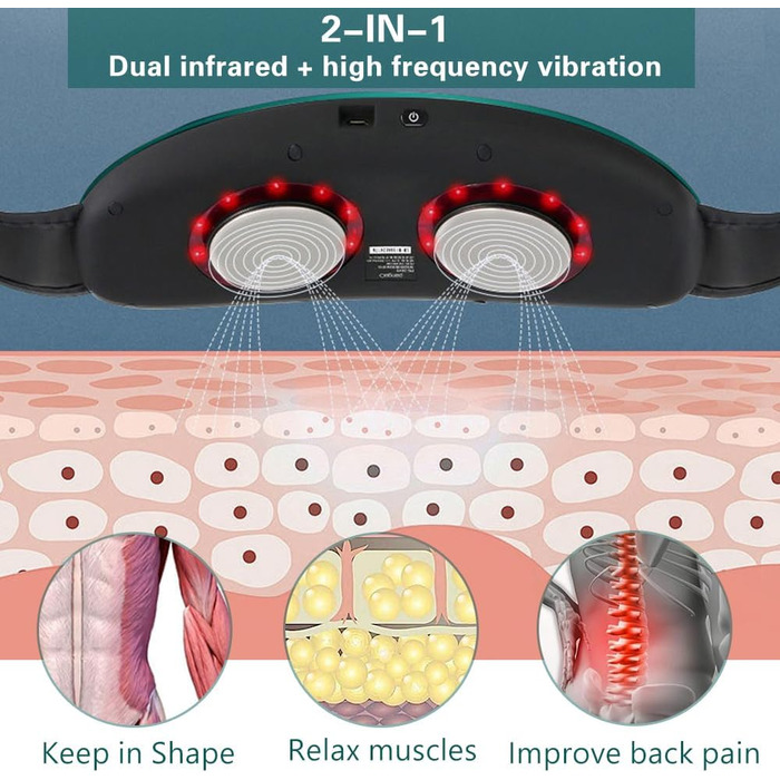 Електричний масажер для живота та схуднення, поясний слінг, вібраційний, для дому, офісу та подорожей (зелений)