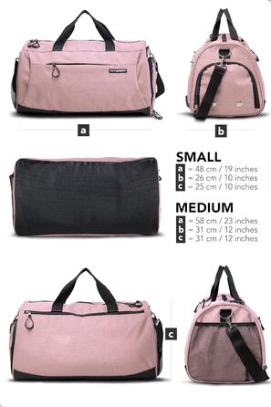 Спортивна сумка для залу та подорожей Fitgriff з відділенням для взуття та вологих речей, рожева, 48x26x25 см (S)