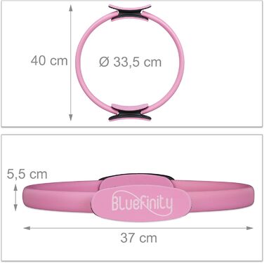 Кільце для пілатесу з вправами, подвійний хват, з м'якою обшивкою, фітнес-кільце для йоги, скловолокно, діаметр 37 см, чорний, 1 шт. рожевий