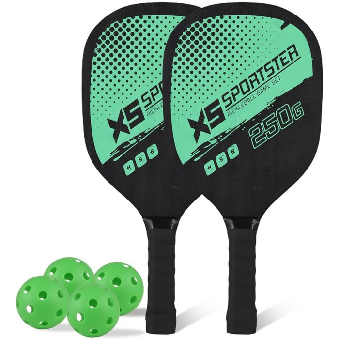 Набір для піклболу Lixada: 2 ракетки та 4 м'ячі (зелений)
