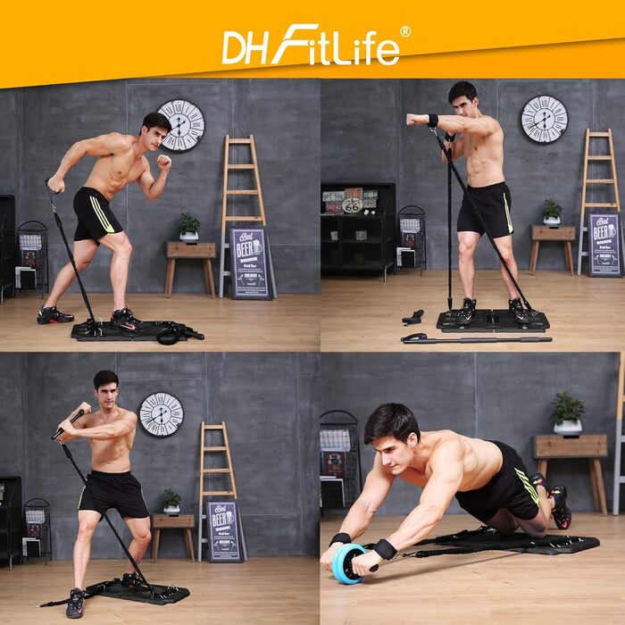 DH FitLife комплект для домашнього тренування: складані фітнес-тренажери, еспандери, обладнання для силових вправ, портативний домашній спортзал