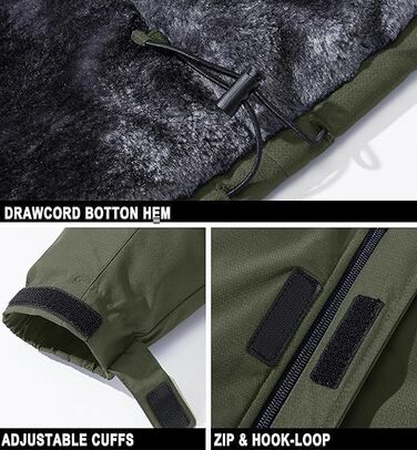 Куртка для сноубордингу та лижного спорту MAGCOMSEN чоловіча, водонепроникна, тепла, з флісовою підкладкою, вітрозахисна, для активного відпочинку та походів, знімний капюшон (M, хакі)