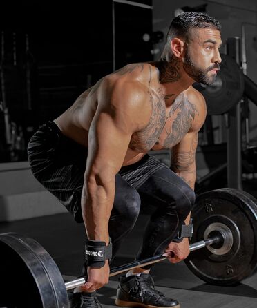 Набори для тяги DMoose Fitness для чоловіків та жінок (пара) - міцний нейлон з ремінцями на зап'ясті 8 мм - допоміжні засоби для тренажерного залу для пауерліфтингу та станової тяги - ручки для силових тренувань, червоні