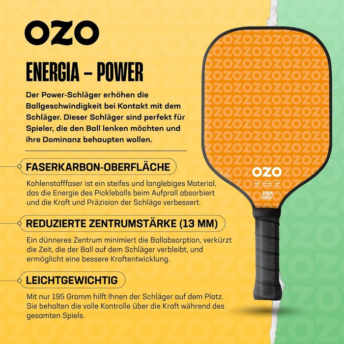 OZO ракетка для піклболу Power для початківців, помаранчева