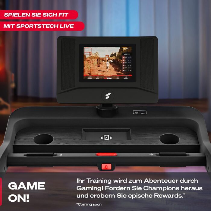 Біговий тренажер Sportstech sTread Pro/Lite – складаний, до 20 км/год, нахил 12%, вантажопідйомність 150 кг, LED-дисплей, сумісність з додатком, тихий 7PS двигун, велика бігова поверхня (sTread Pro 10.1')