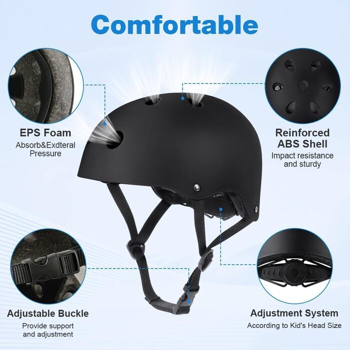 Дитячий шолом Flintronic для велосипеда, скейтборда, ролера, 2-13 років, комплект, чорний