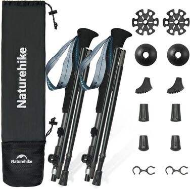 Трекінгові палиці Naturehike Ultraleicht - легкі складані палиці для піших прогулянок та трекінгу (115-135 см, алюміній 7075, чорний)